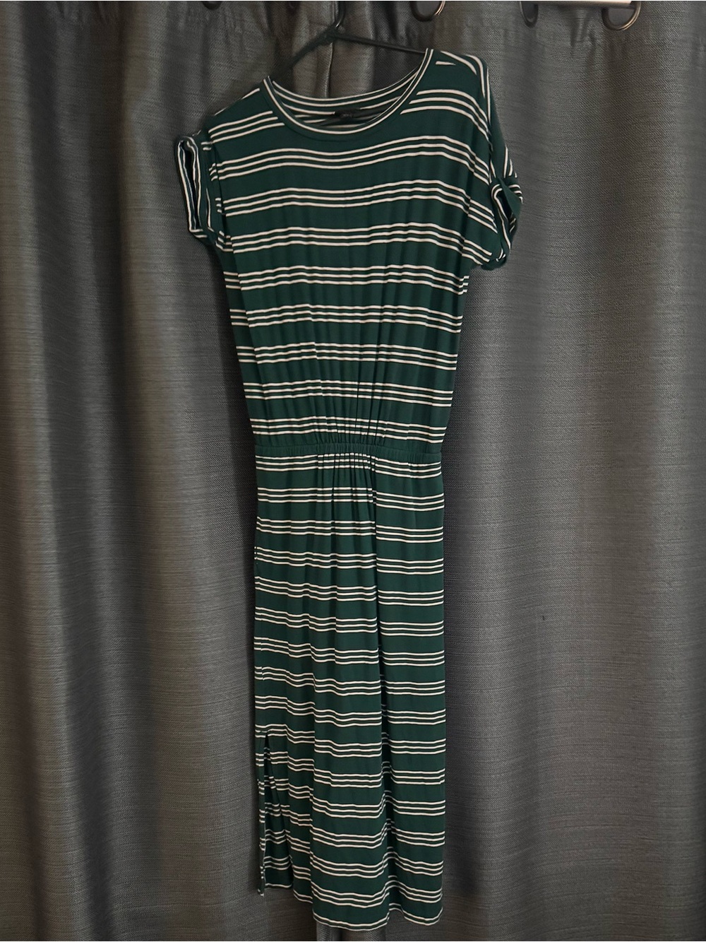 Banana Republic Green and White Striped Midi Dress